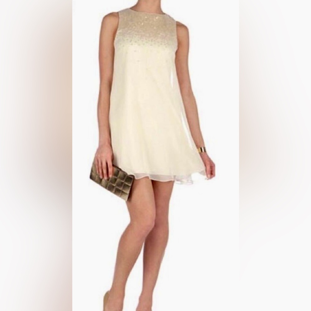 Ted Baker London Just For You Hasse Chiffon Over Gold Sequined A-line Mini Dress